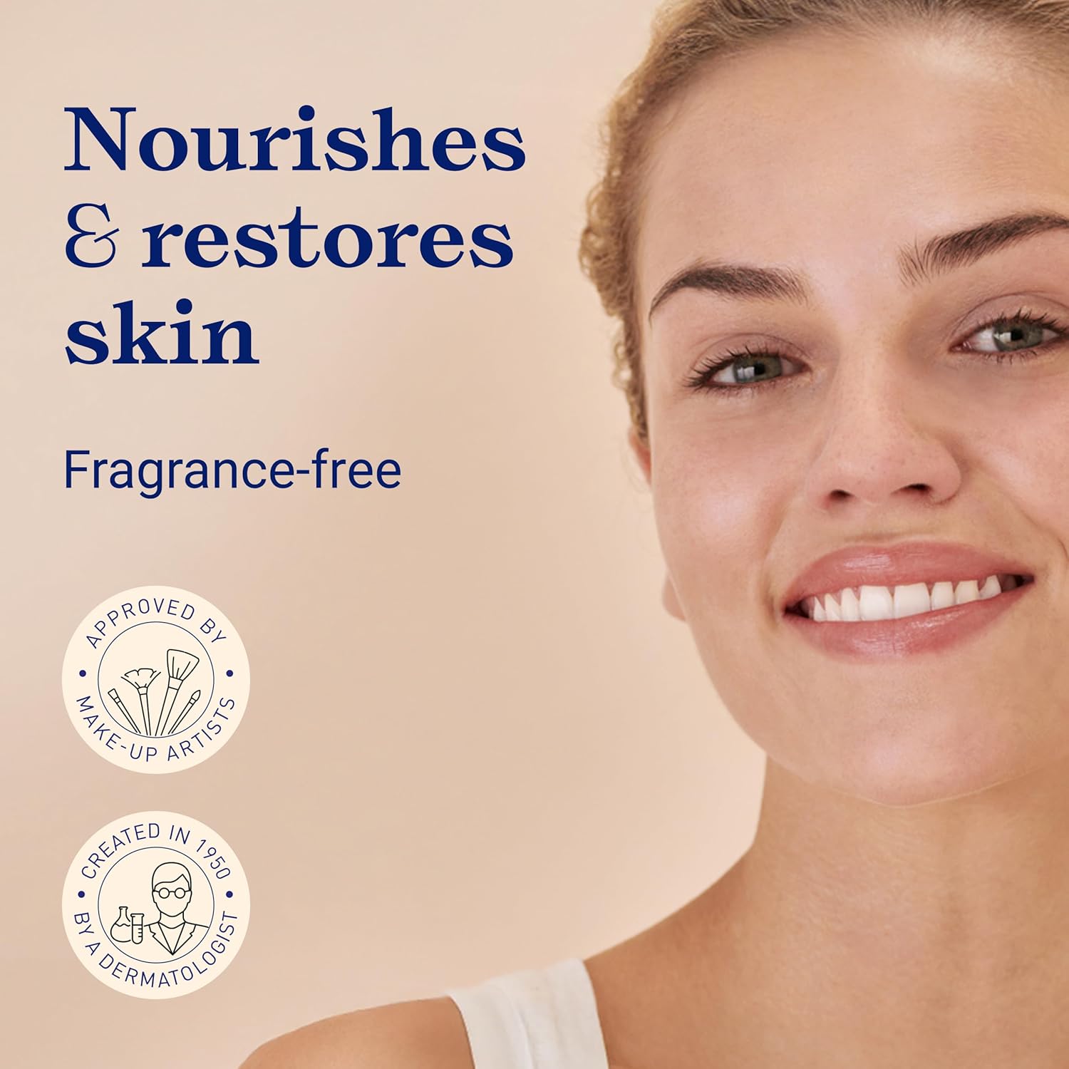 Embryolisse Cicalisse Restorative and Protective Skin Cream skincare shown on a model, illustrating nourishing and restoring care for sensitive skin with a fragrance-free formula.