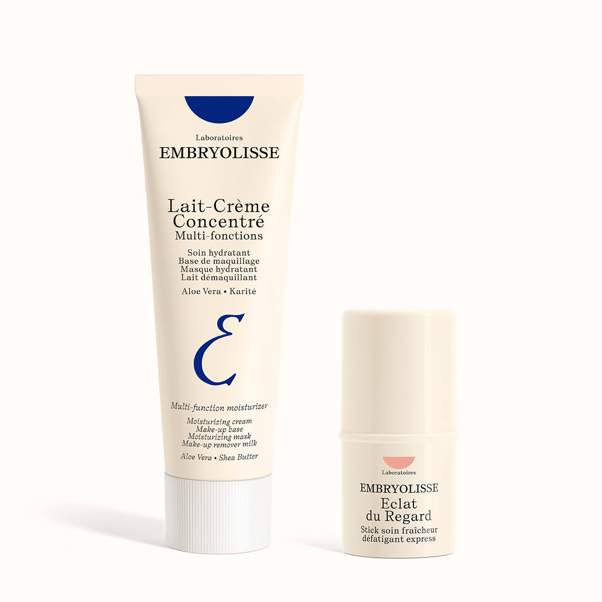 Cult skincare routine with Lait-Crème Concentré and Radiant Eye Stick - Embryolisse