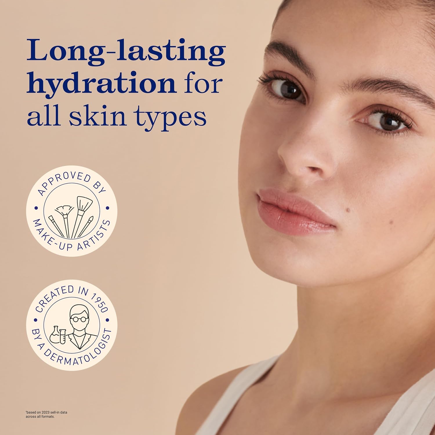 Embryolisse skincare Hydra-Cream Light with a woman's face and text about long-lasting hydration.