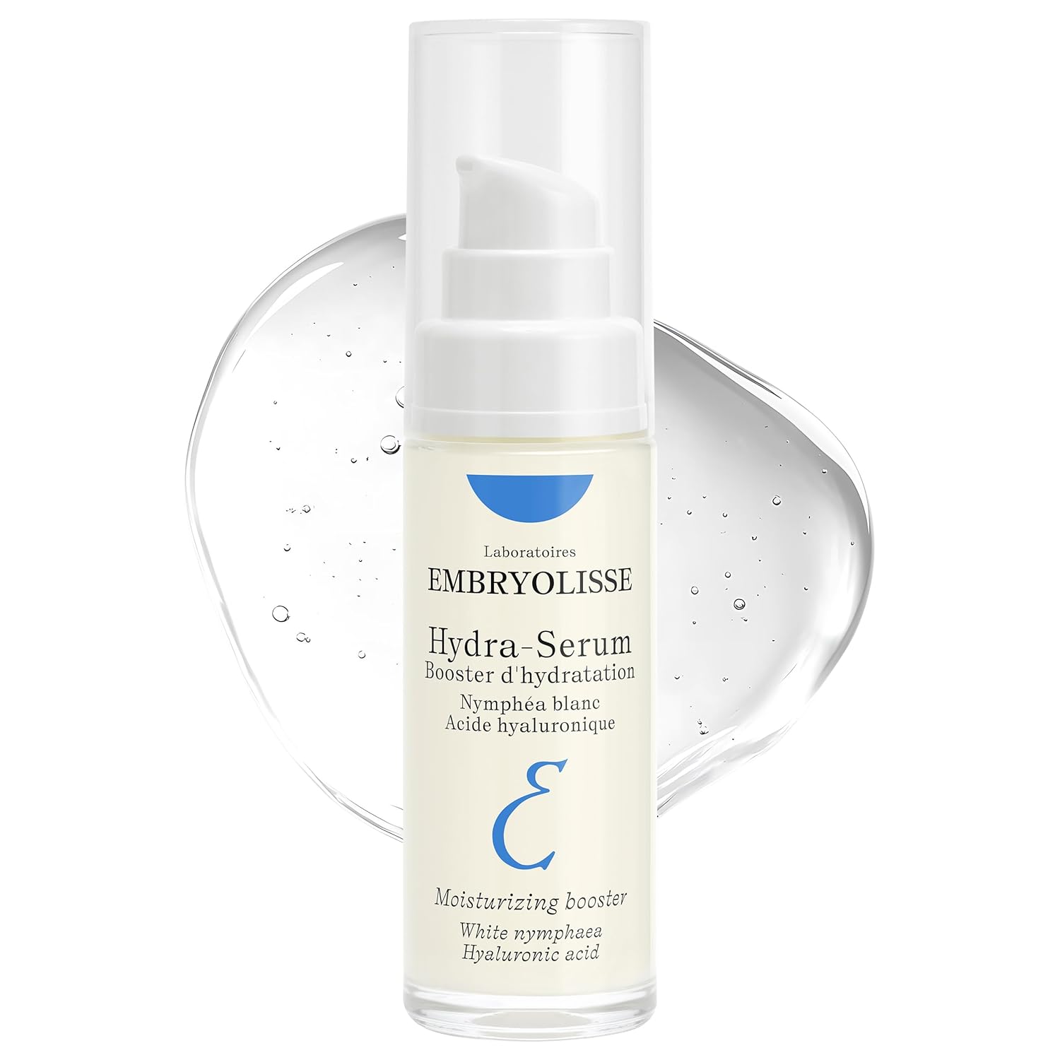 Embryolisse Hydra-Serum and texture bottle on a white background