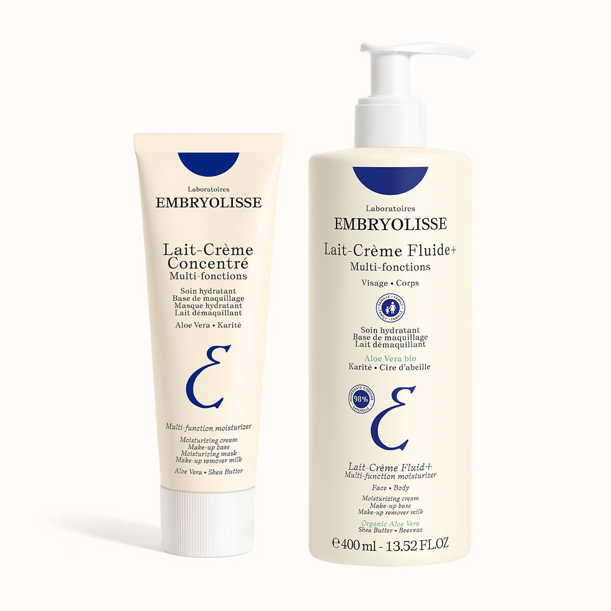 Lait Crème Set: Lait-Creme Concentre and Lait-Creme Fluid+ for face and body - Embryolisse skincare