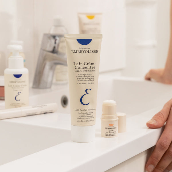 bestselling French Pharmacy Lait-Crème Concentré lotion, multi-function moisturizer: moisturizing cream, makeup primer, moisturizing mask, makeup remover with Aloe Vera and Shea Butter - Embryolisse skincare