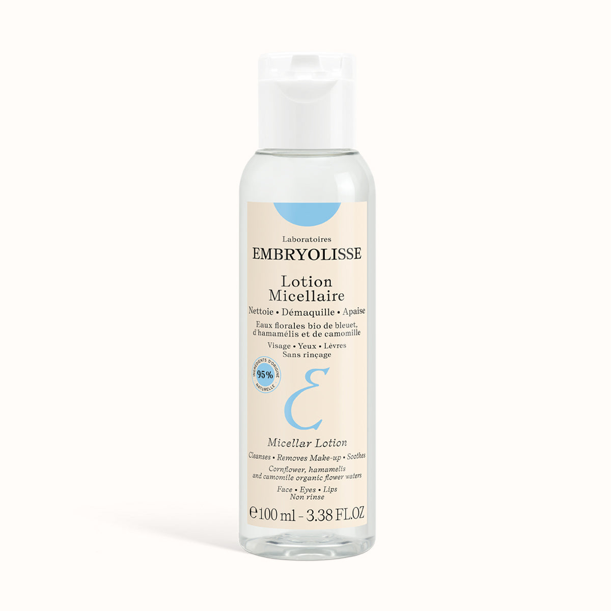 Micellar Lotion with cornflower, hammamelis and flower waters for the face, eyes and lips - Embryolisse Skincare