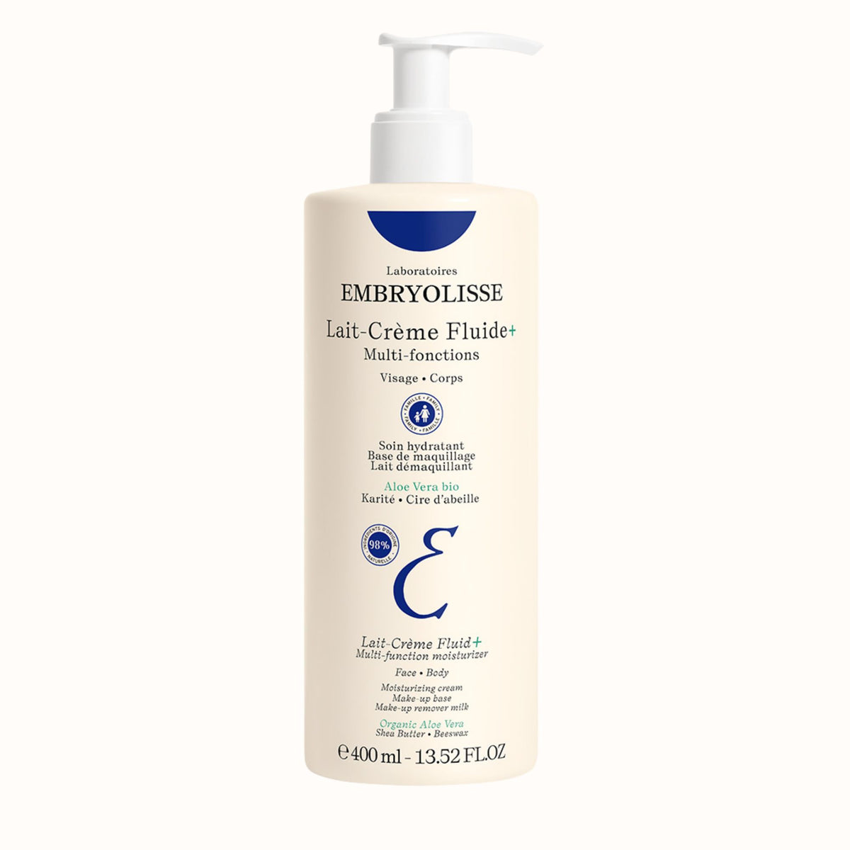 Lait-Crème Fluid+ with organic aloe vera for the whole family from the Moisturizers Collection - Embryolisse skincare
