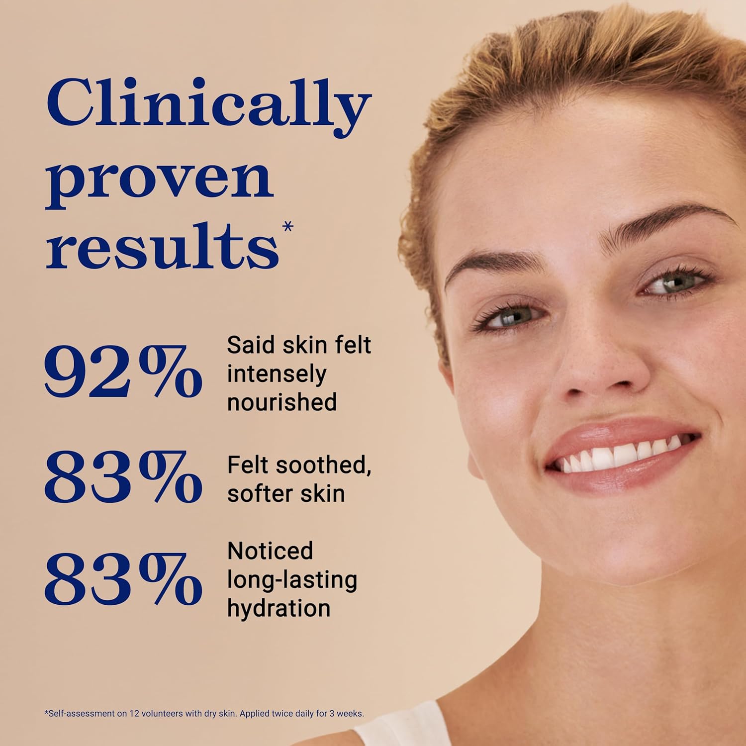 Embryolisse Filaderme Emulsion face lotion skincare shown on a model, highlighting clinically proven results for nourishing dry skin, improving softness, comfort, and long-lasting hydration.