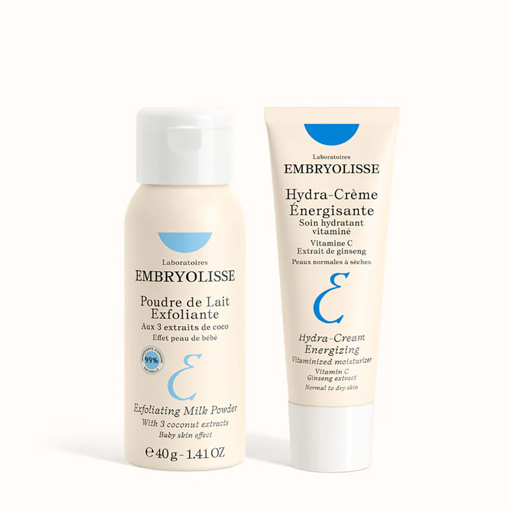 Gentle Energizing Exfoliant Duo: Exfoliating Milk Powder and Hydra Cream Energizing - 
Embryolisse Skincare