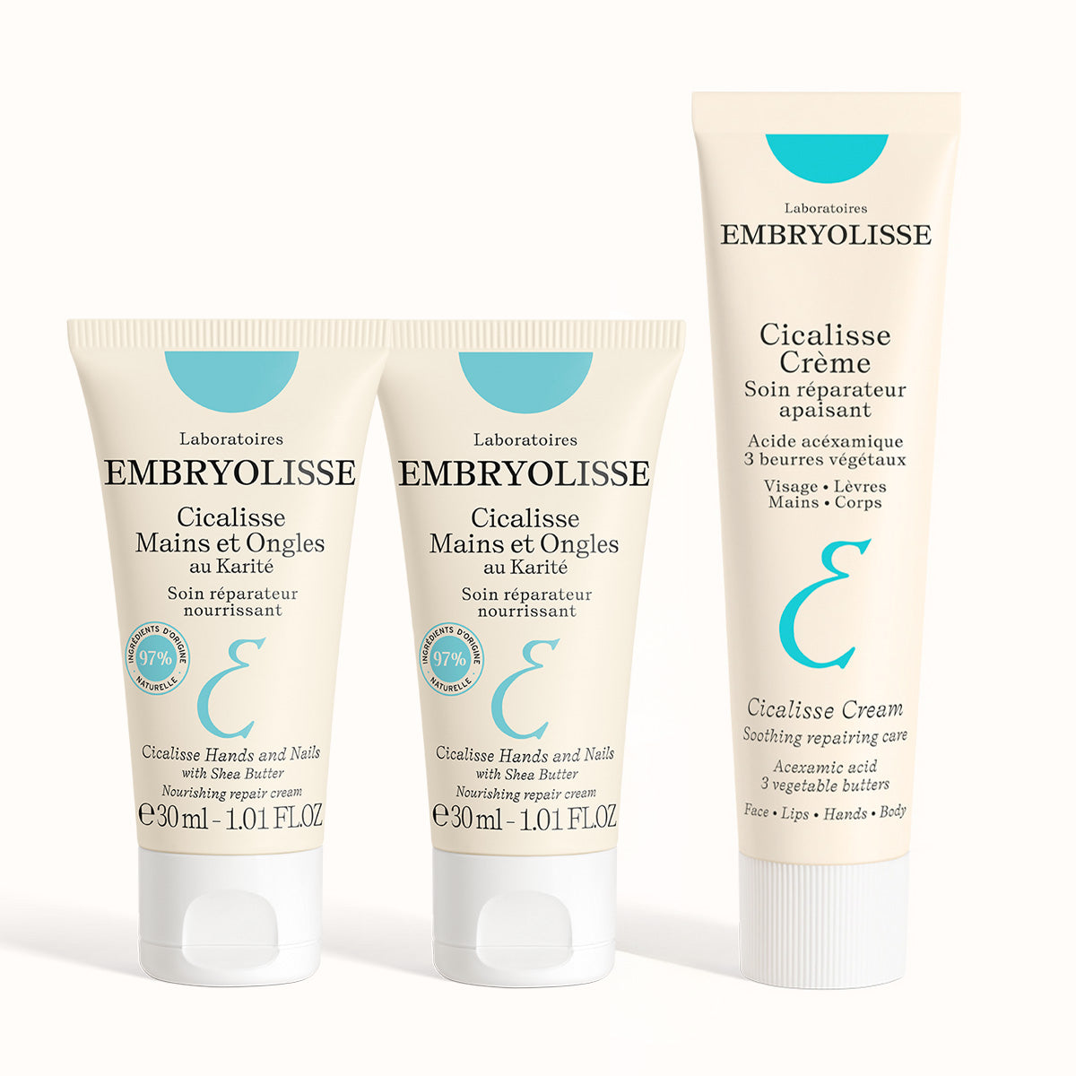 Protective Hand Skincare set at 20 % OFF with one Cicalisse Cream and two Cicalisse Hands and Nails - Embryolisse USA